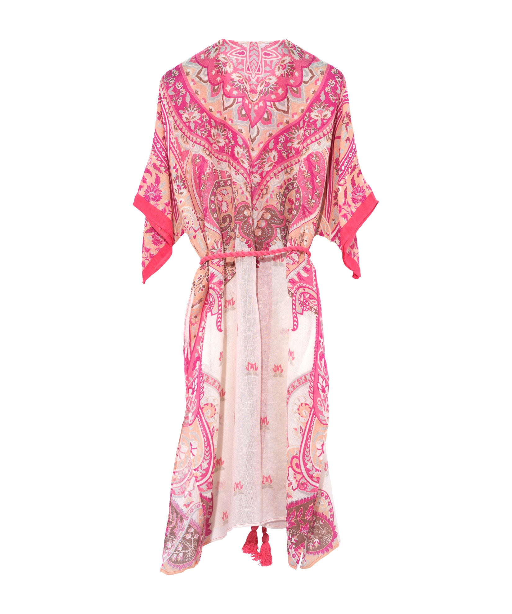 Paisley Longline Duster Swim Cover-Up - Sunkissed Coral
