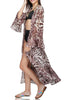 Rose Tan Animal Print Ruffle Kimono