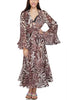 Rose Tan Animal Print Ruffle Kimono