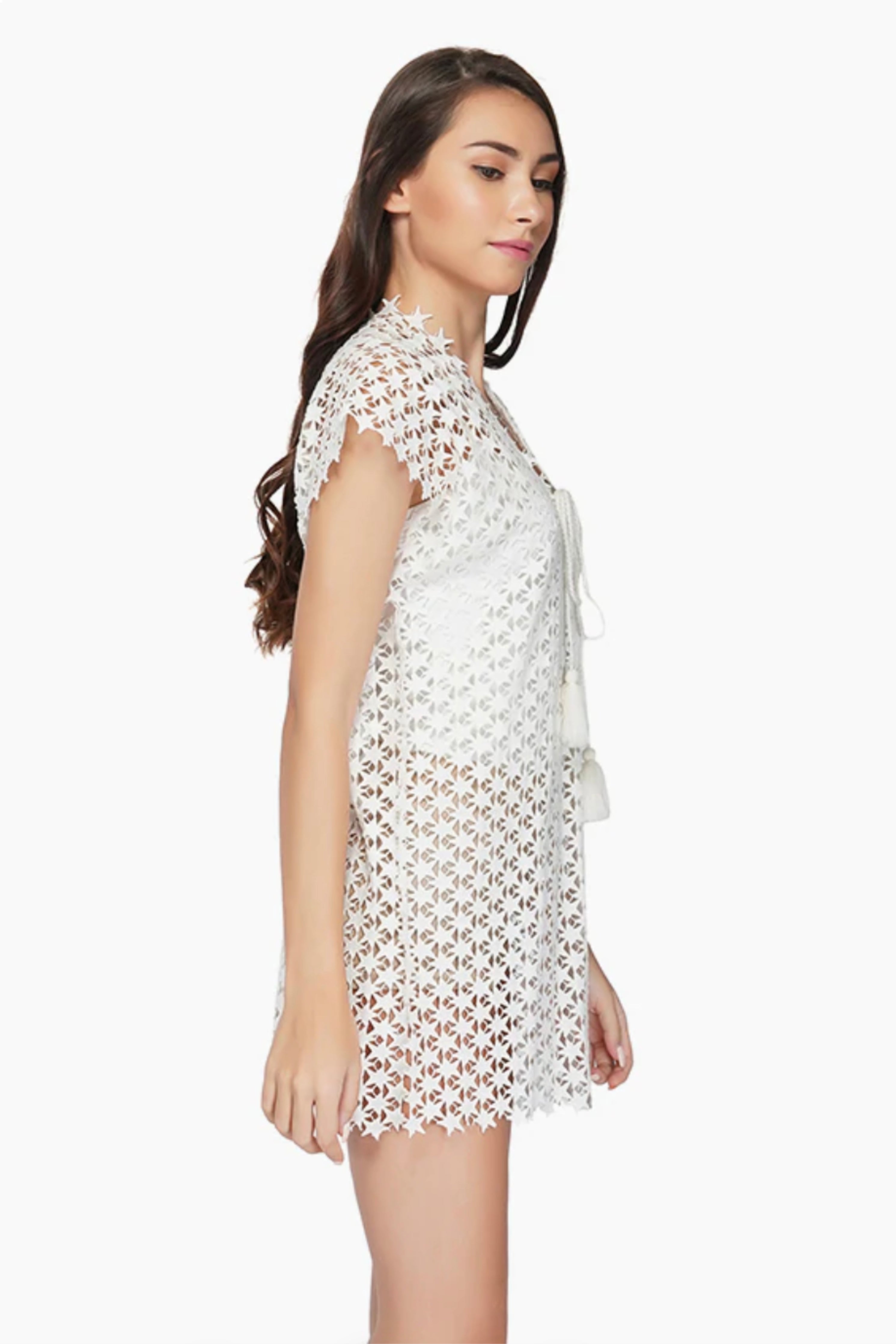 Whisper White Starry Crochet Tunic