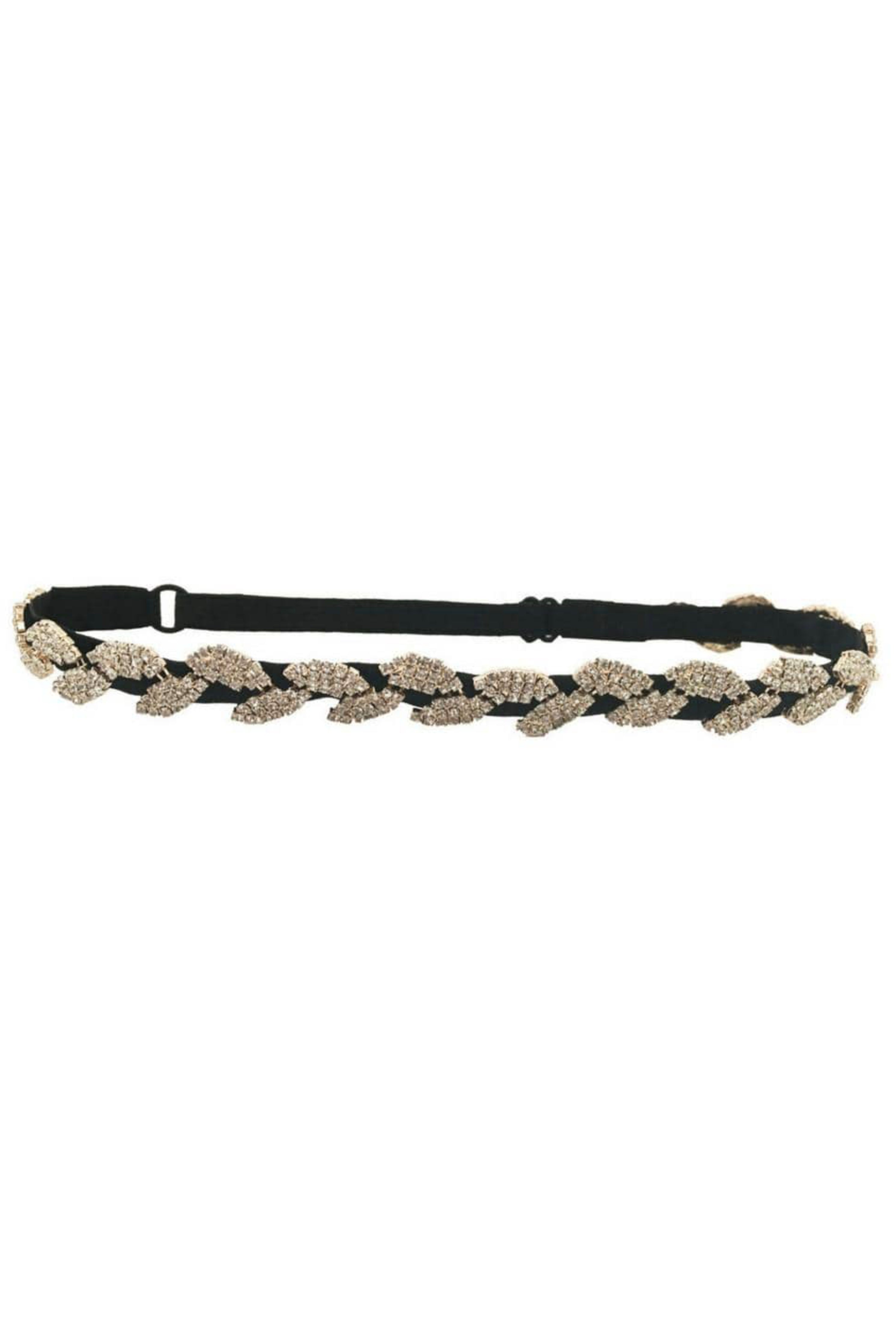 Black Rhinestone Leaf Headband
