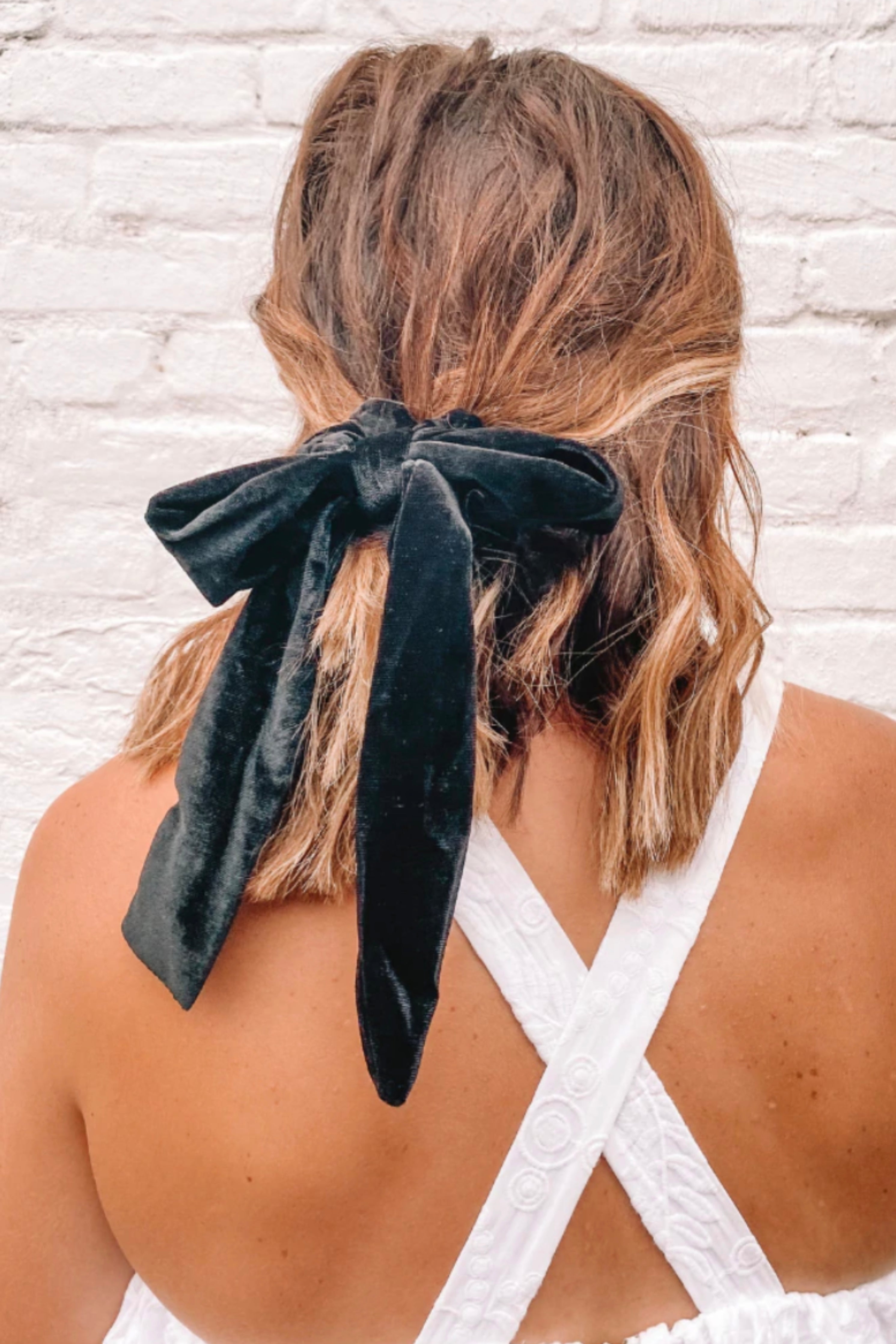 Velvet Bow Tie Scrunchie