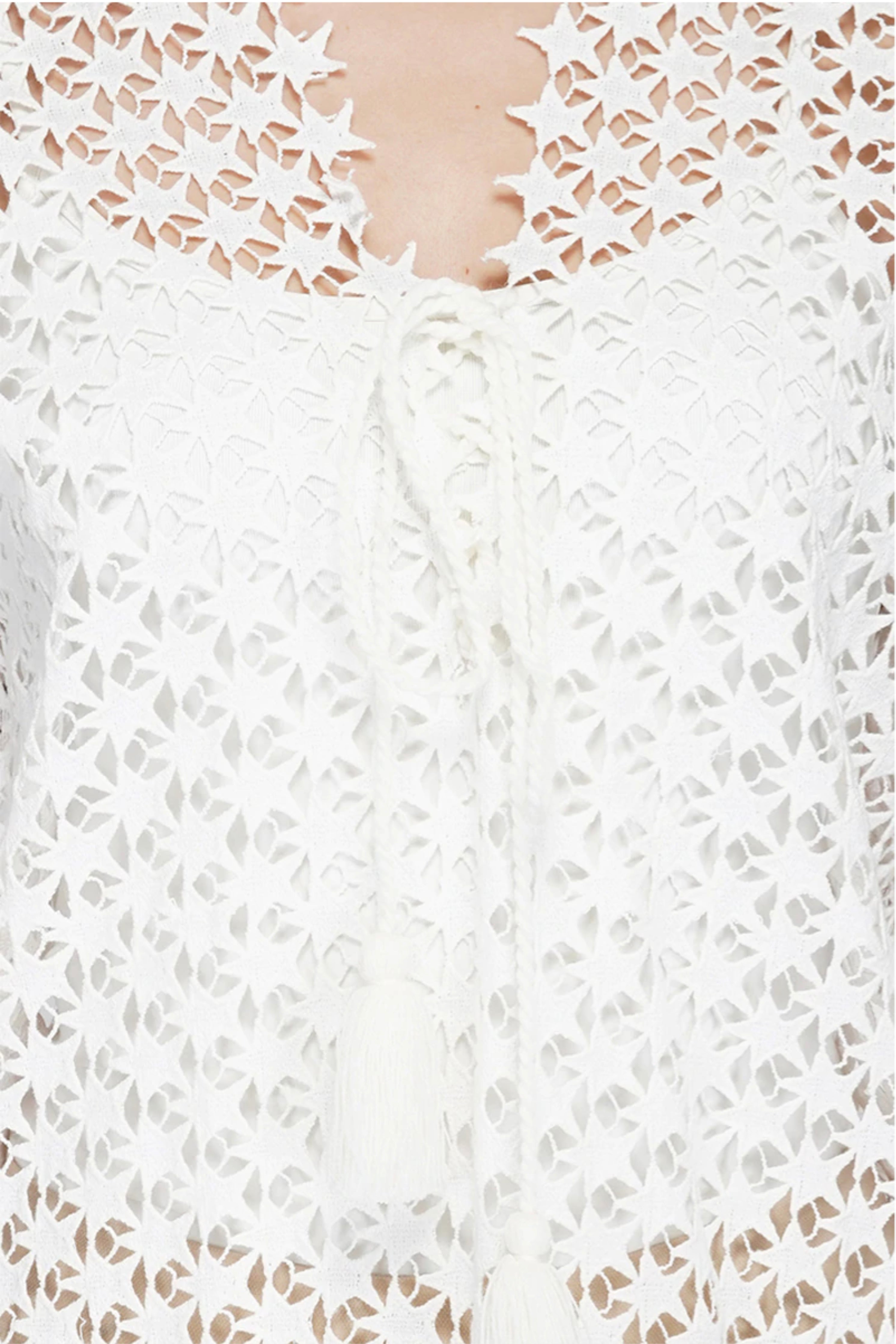 Whisper White Starry Crochet Tunic